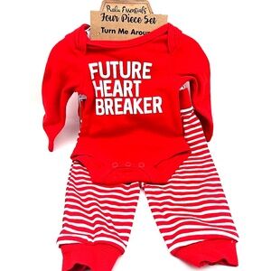 Baby Essentials Outfit Size 3m Future Heart Breaker 4pc Bodysuit Pants Hat Socks